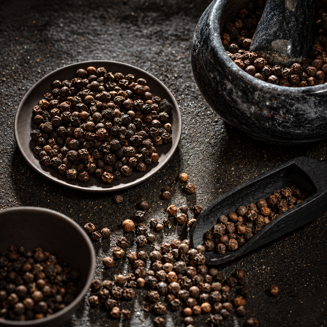 black pepper essential oil for perfumery, aromatherapy and cosmetics: perfumes, soaps, candles, skincare